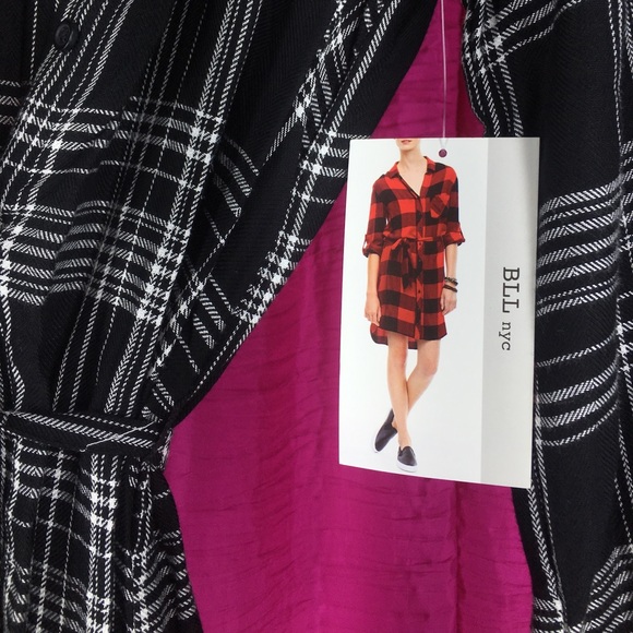 BLL nyc b/w plaid long sleeve tunic dress, size M - Picture 2 of 4